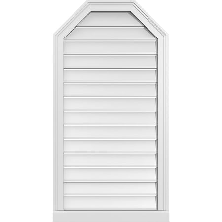 Ekena Millwork Octagonal Top Surface Mount PVC Gable Vent w/ 2"W x 2"P Brickmould Sill Frame, 22"W x 42"H GVPOT22X4203SF